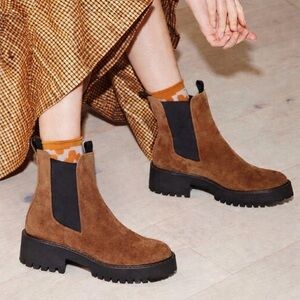 SAM EDELMAN New! Laguna Brown Suede Lug Sole Chelsea Boots 11